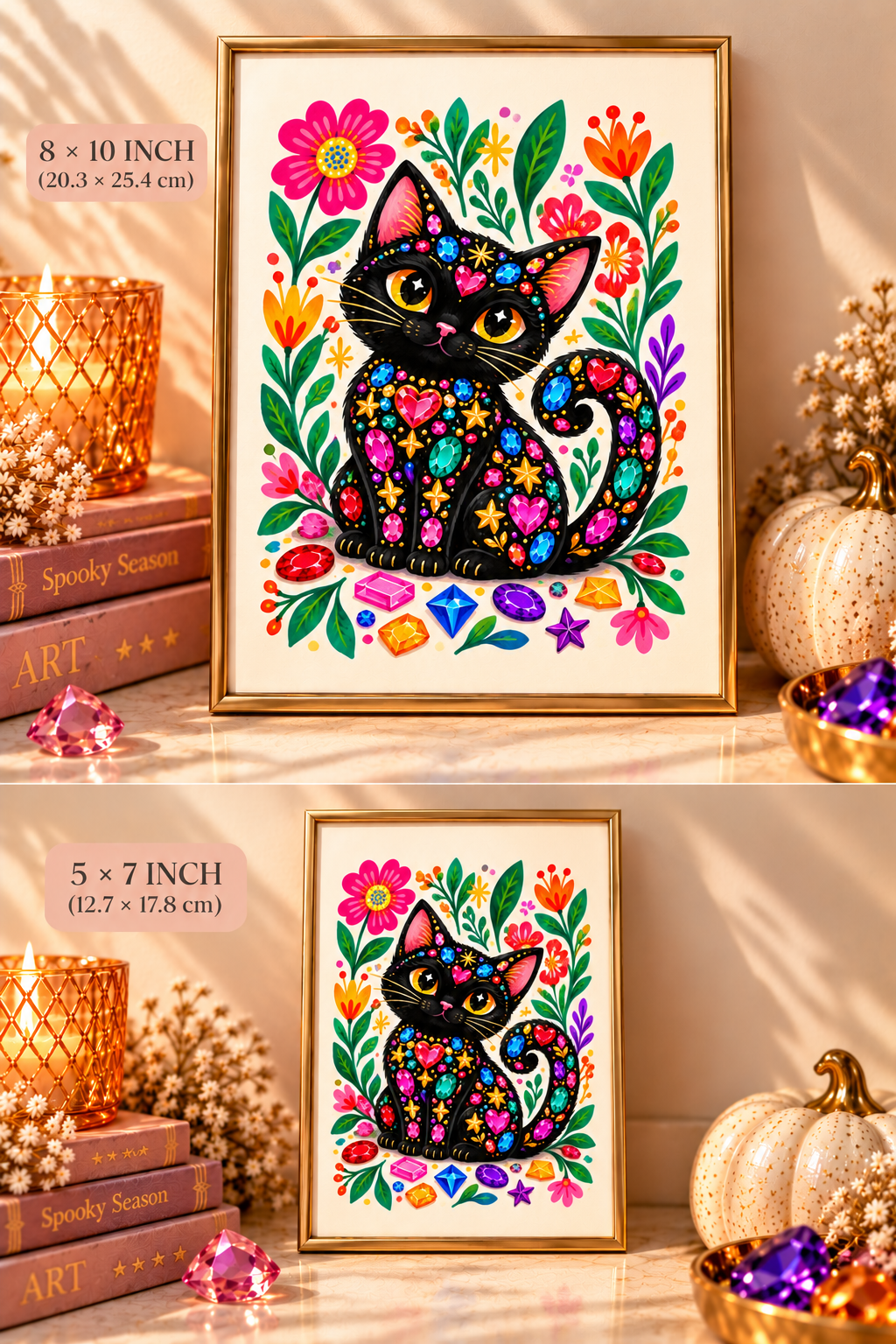 Gems & Ghouls - Colorful Halloween Art Prints | 5×7 & 8×10.