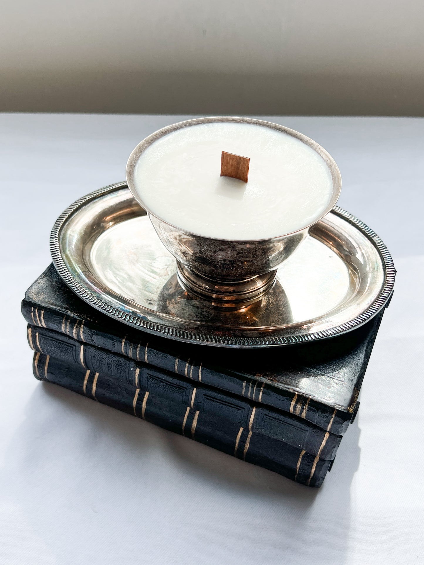 Vintage Footed Silver Bowl Candle