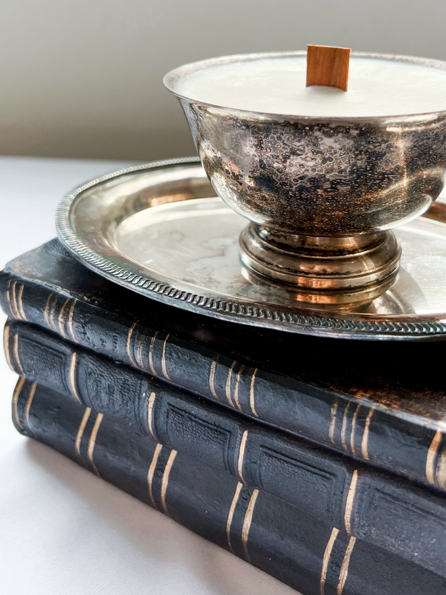 Vintage Footed Silver Bowl Candle