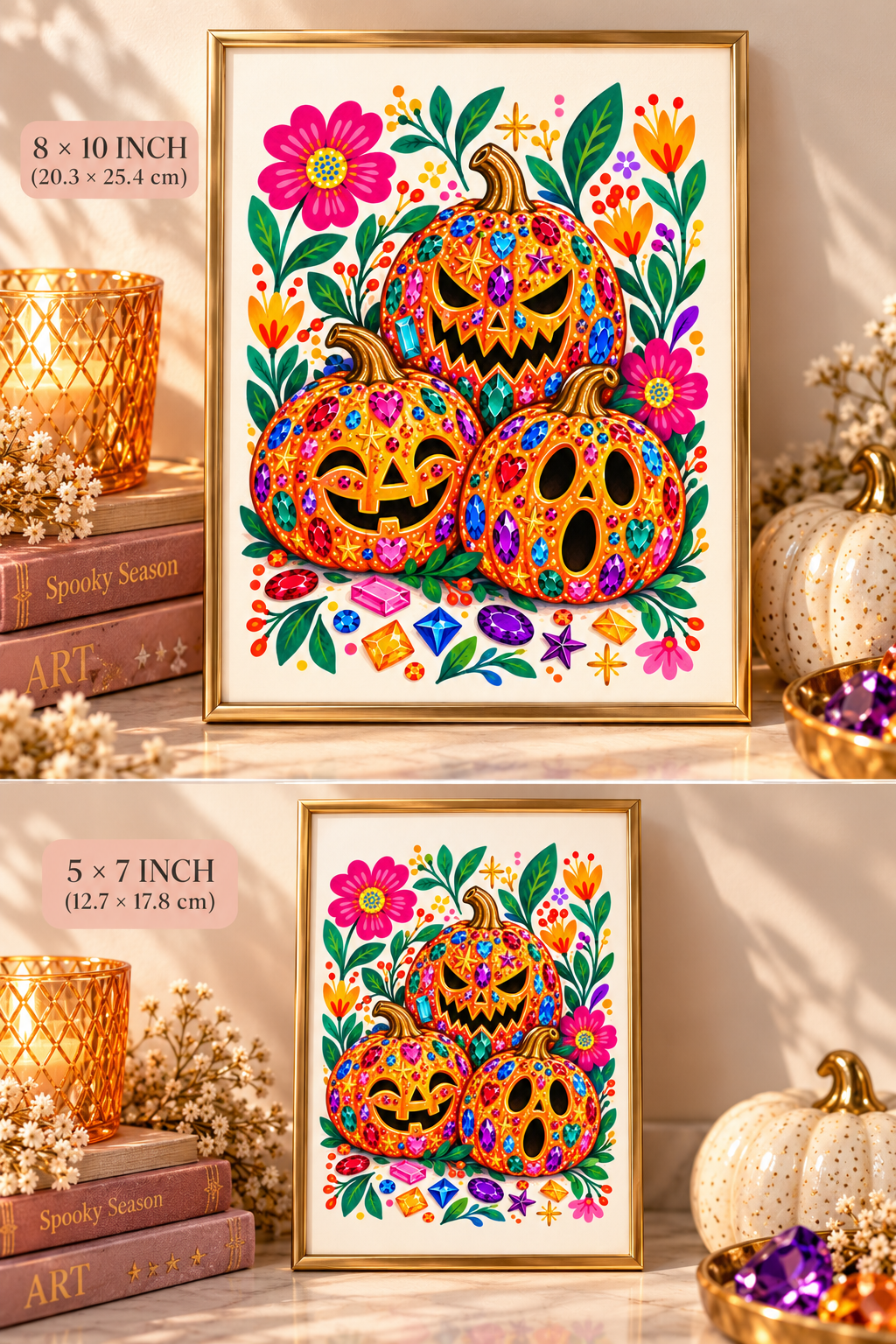 Gems & Ghouls - Colorful Halloween Art Prints | 5×7 & 8×10.