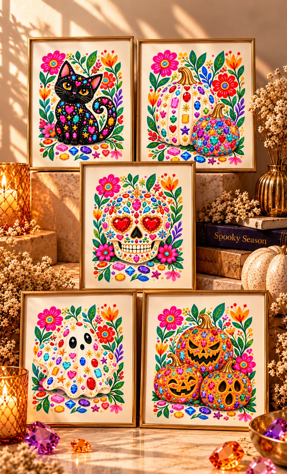 Gems & Ghouls - Colorful Halloween Art Prints | 5×7 & 8×10.