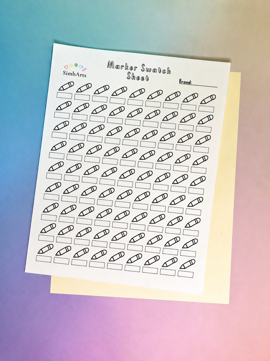 SimbArts Marker Swatch Sheets - Choose Your Design or Get the Full Set