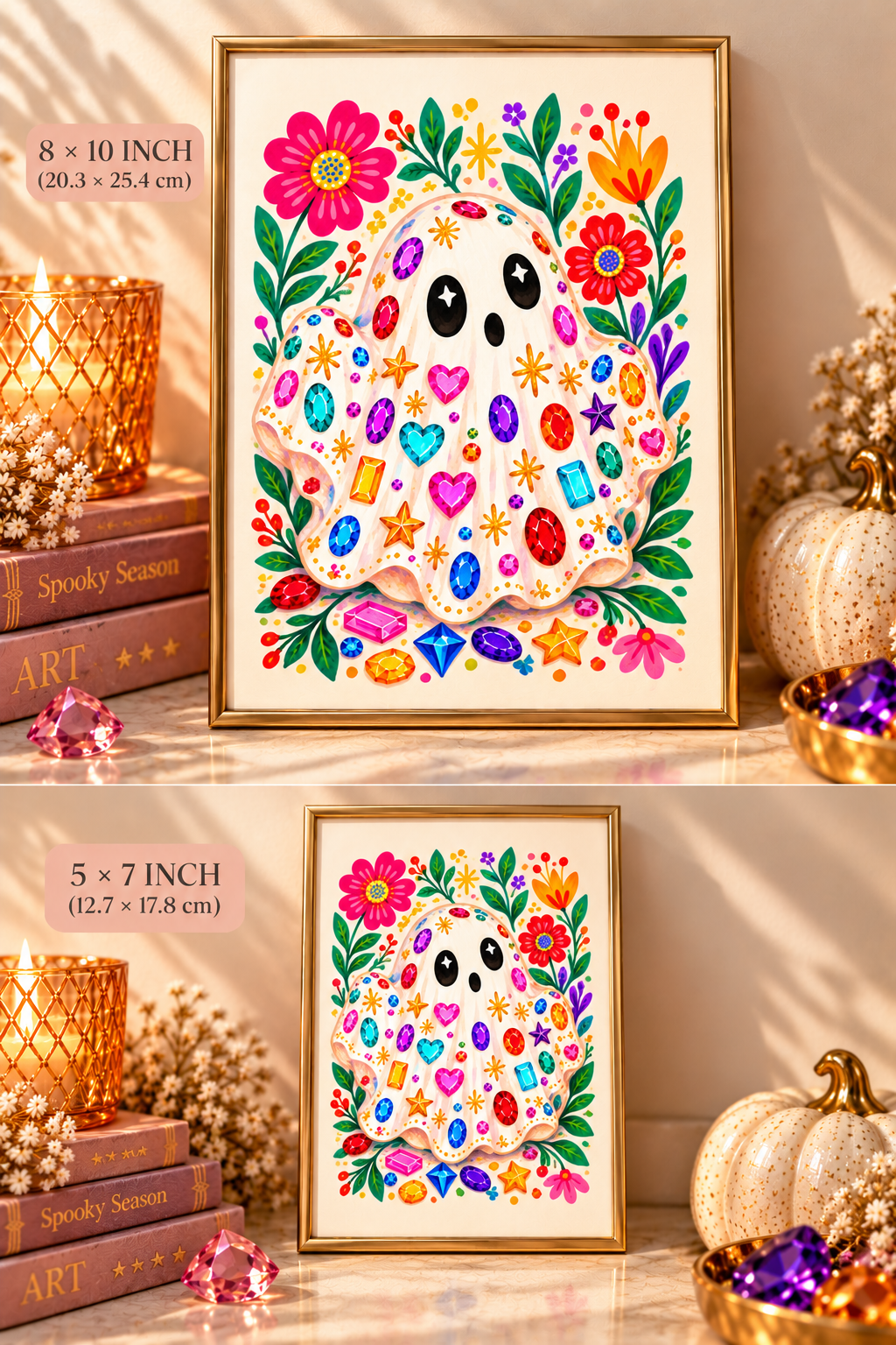 Gems & Ghouls - Colorful Halloween Art Prints | 5×7 & 8×10.