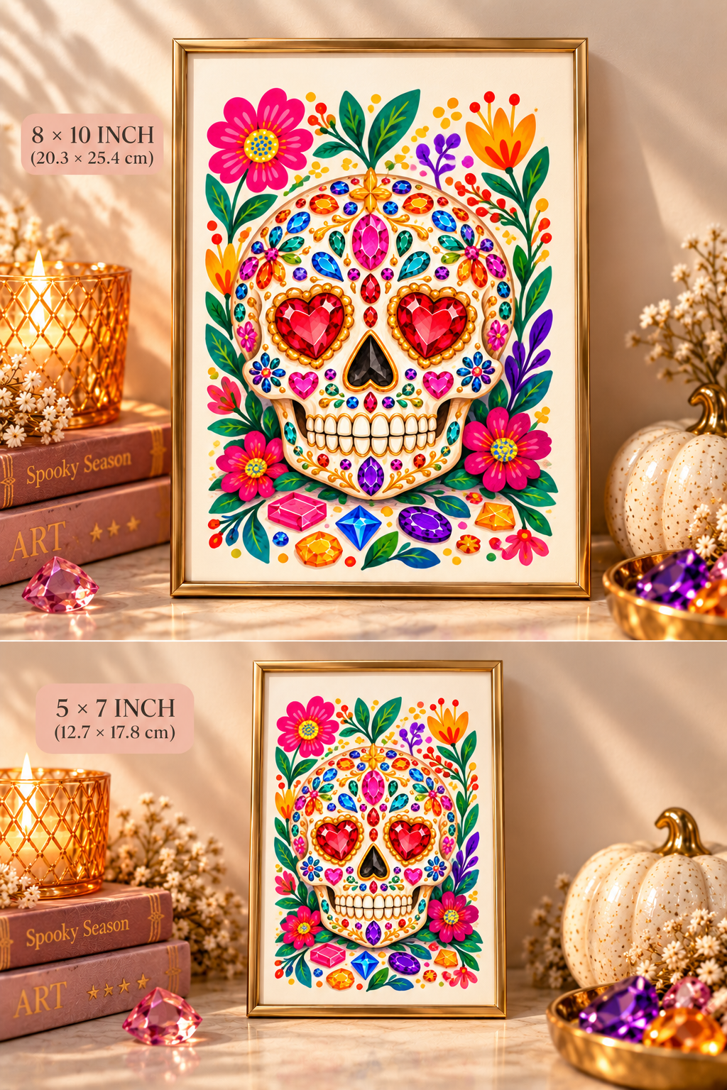 Gems & Ghouls - Colorful Halloween Art Prints | 5×7 & 8×10.