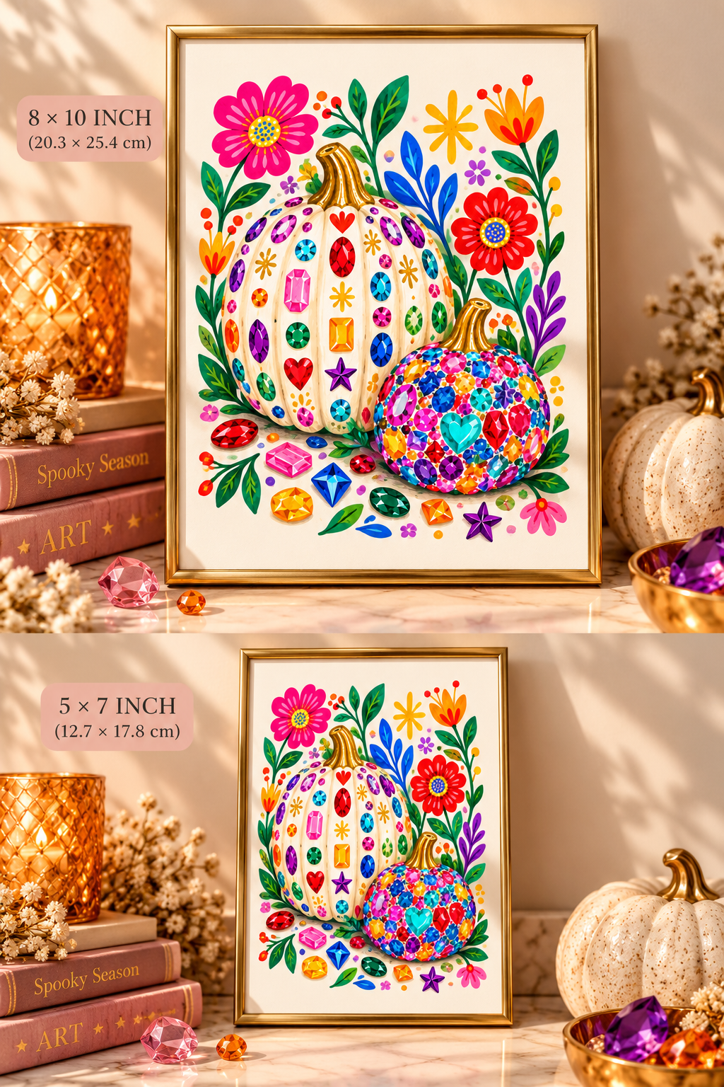 Gems & Ghouls - Colorful Halloween Art Prints | 5×7 & 8×10.