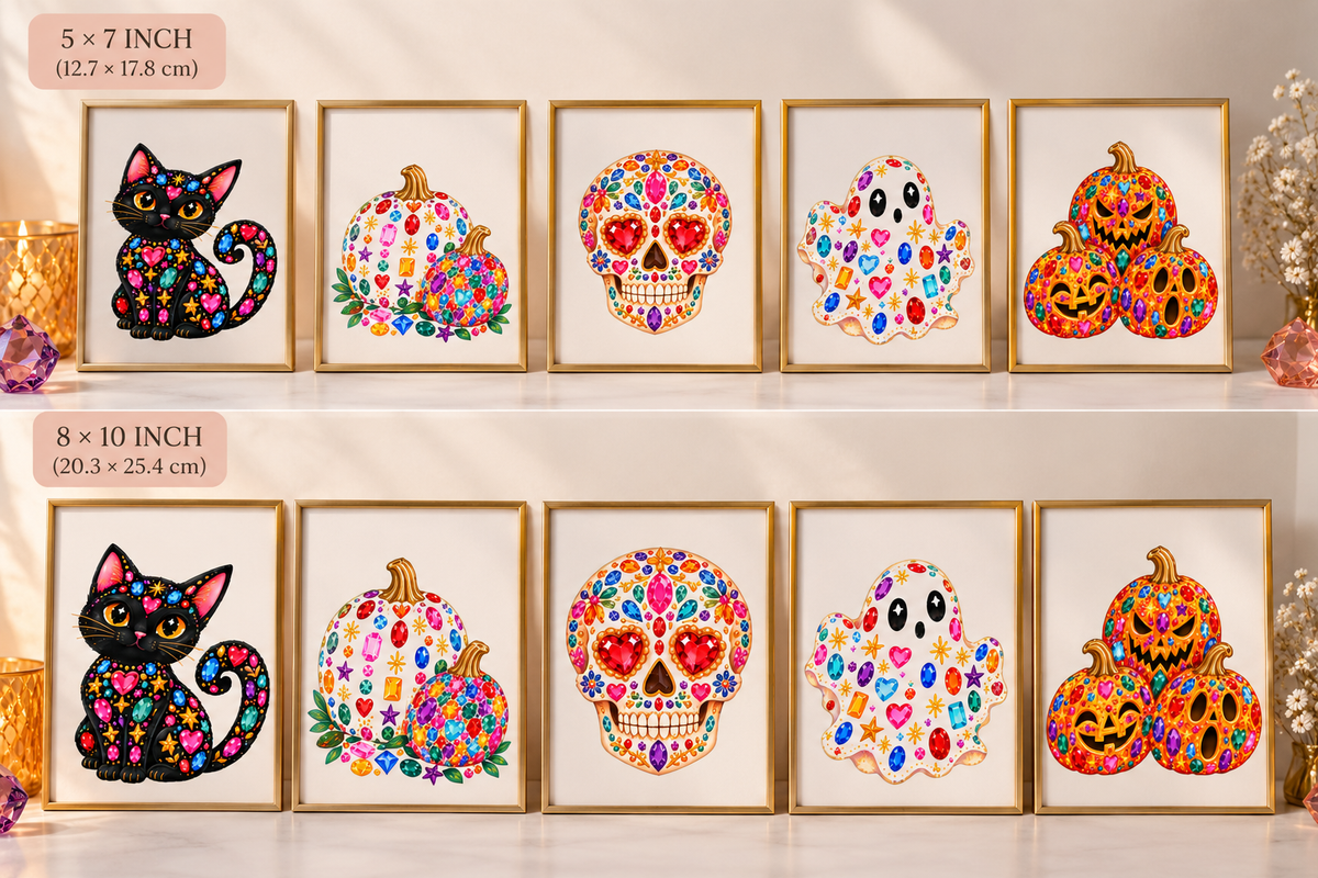 Gems & Ghouls - Colorful Halloween Art Prints | 5×7 & 8×10.