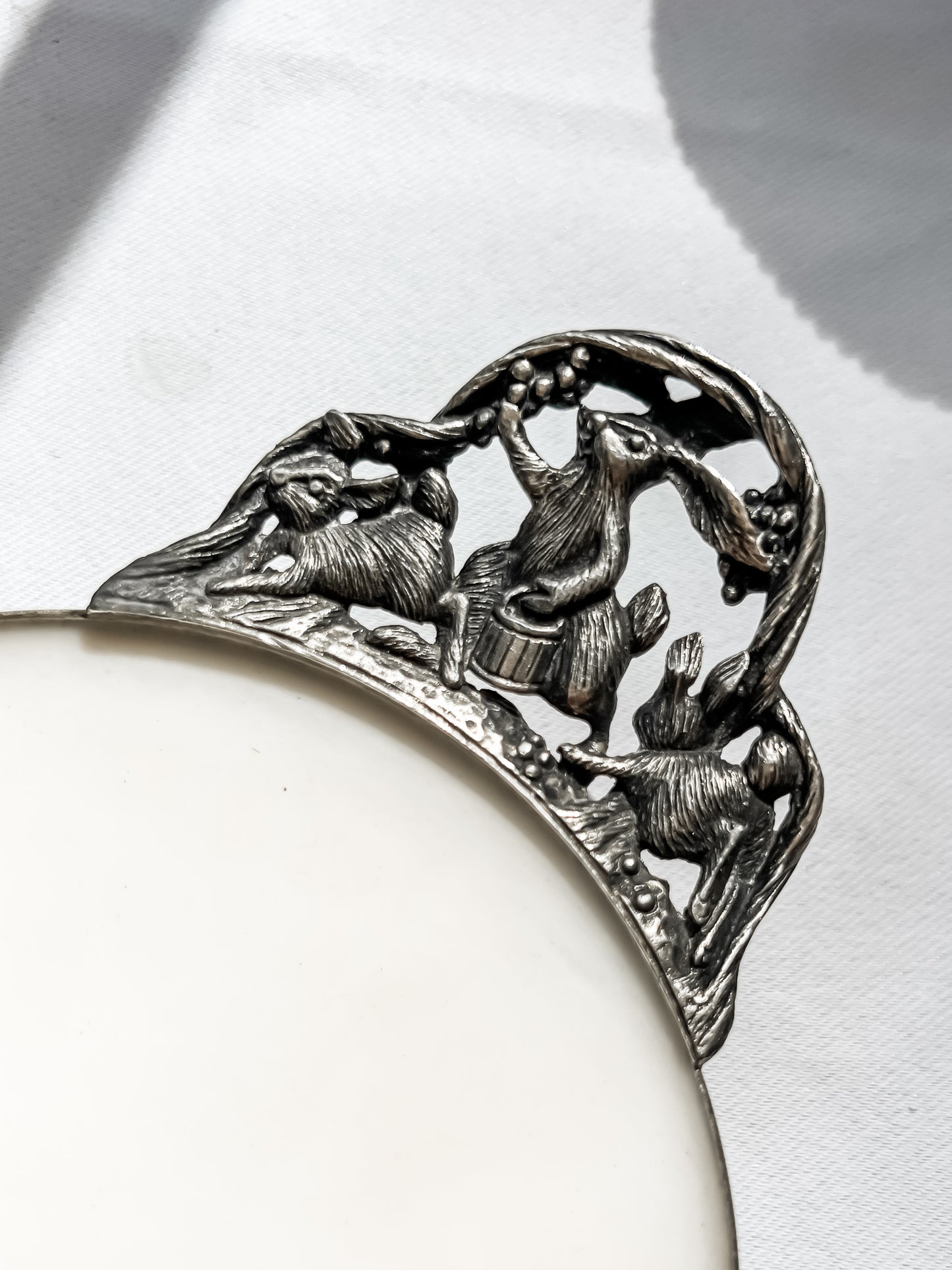 Antique Silver Bunny Dish Candle