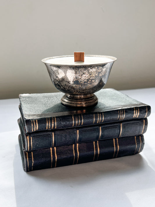 Vintage Footed Silver Bowl Candle