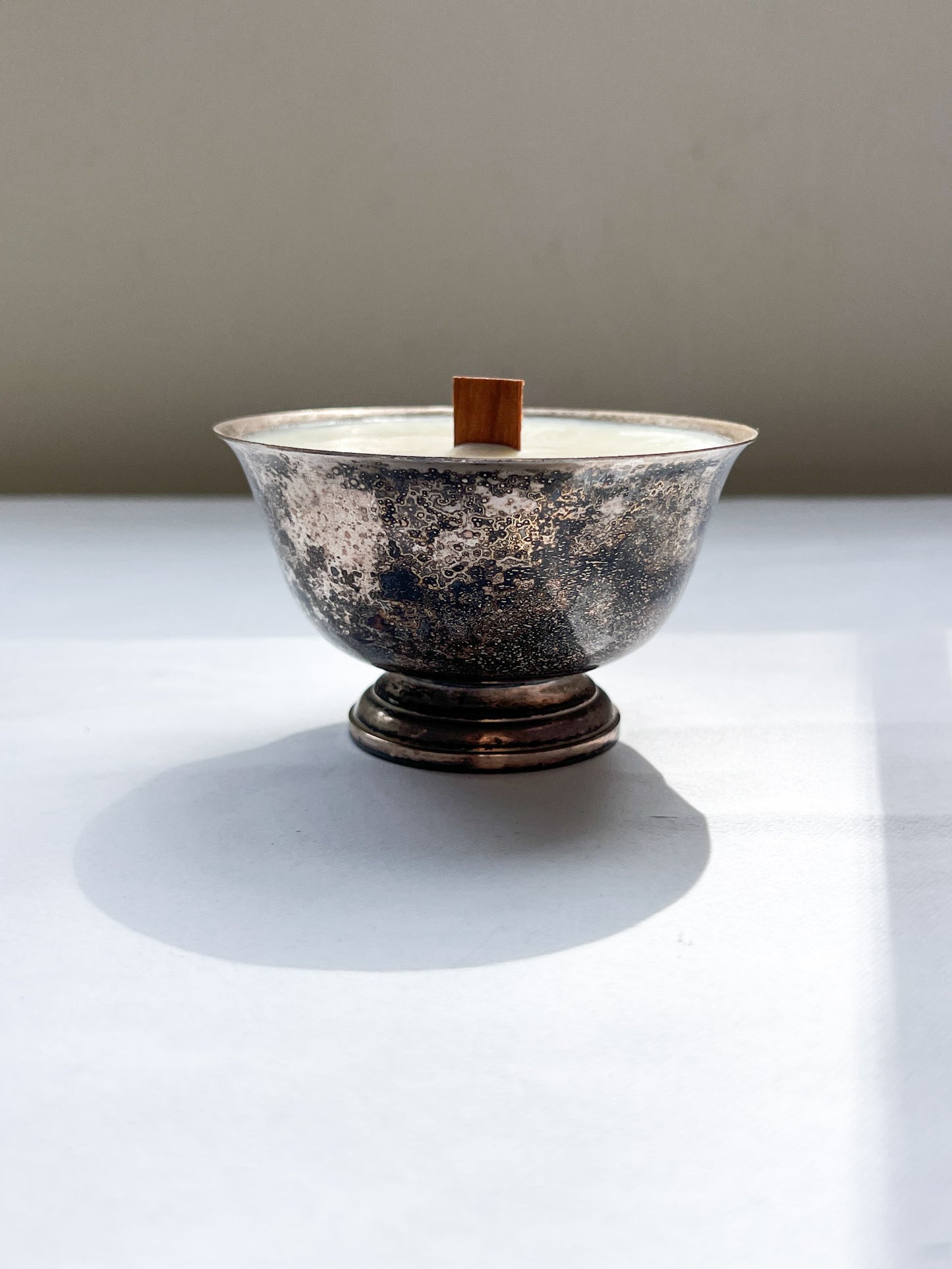 Vintage Footed Silver Bowl Candle