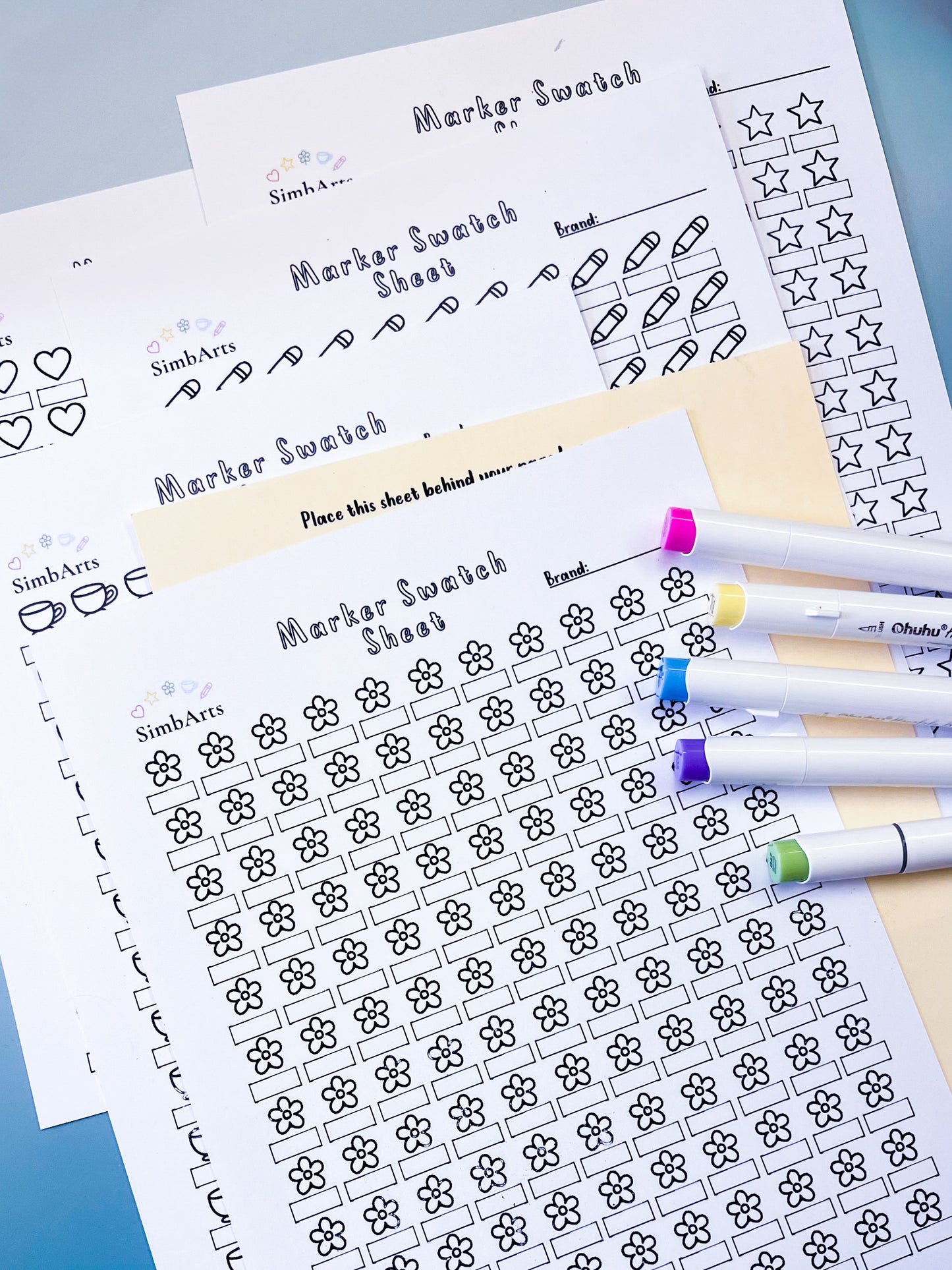 SimbArts Marker Swatch Sheets - Choose Your Design or Get the Full Set